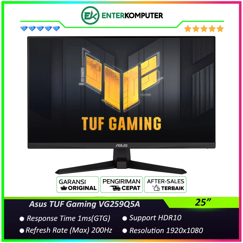 Asus TUF Gaming VG259Q5A 24.5" FHD Fast IPS 200Hz HDR10 Gaming Monitor