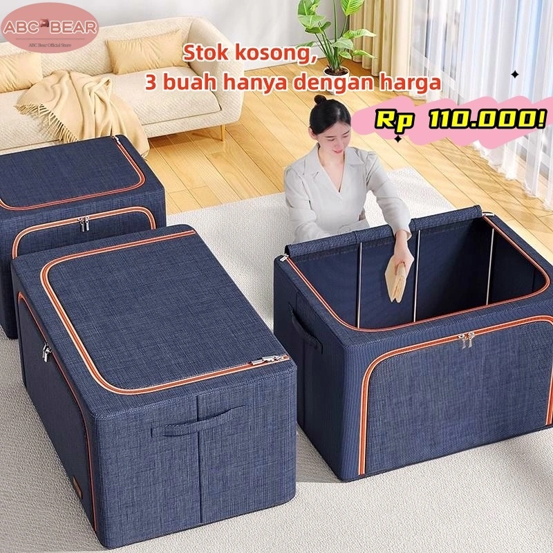 ABC BEAR 110L harga murah storage box besar kotak penyimpanan baju Bisa dilipat box baju tempat penyimpanan Serbaguna Rumah organizer