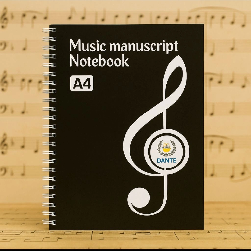Music Manuscript notebook - buku not balok - buku musik -buku paranada - Notebook A4 Ring