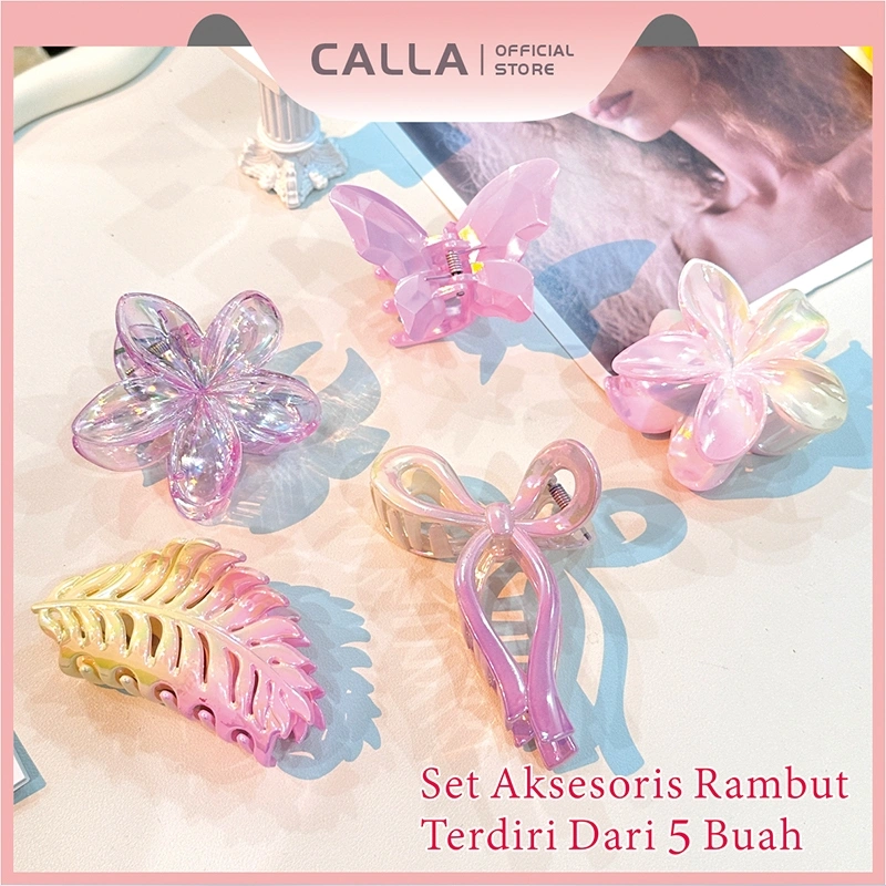 Calla Jepit Rambut Berwarna-warni Korea 5 Pcs Set / Jepit Rambut Bunga Kamboja, Jepit Rambut Daun, Jepit Rambut Busur / Aksesori Rambut Mode