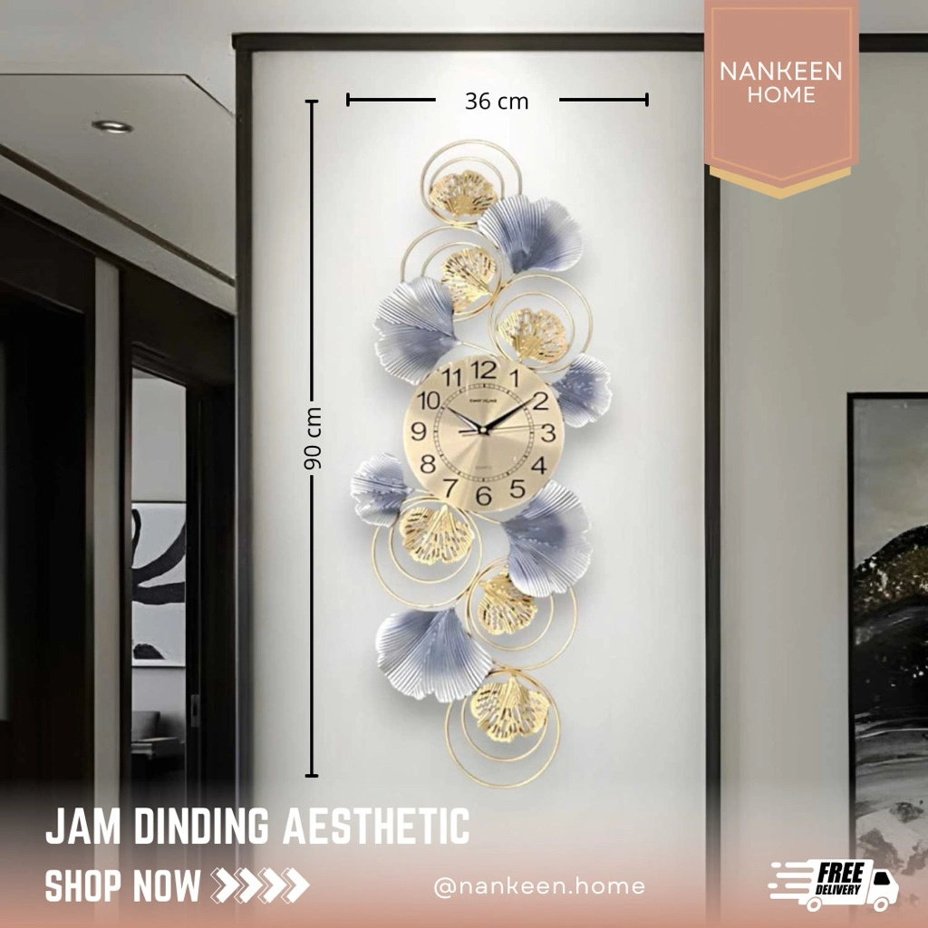 nankeen - Jam Dinding Jumbo Nordic Style - FREE BUBBLE WRAP/Jam Dinding Aesthetic/Jam Dinding Minimalis/Jam Dinding Gaya Eropa/Jam Dinding Mewah/Jam Dinding Estetik/Jam Dinding Besar/Jam Dinding Luxury/Jam Dinding Gold/Jam Dinding Besa
