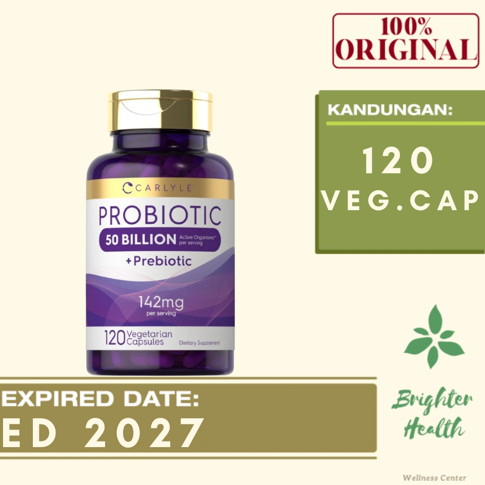 Carlyle Probiotic 50 billion with Prebiotic 142 mg isi 120 Capsule Probiotik Prebiotic Original