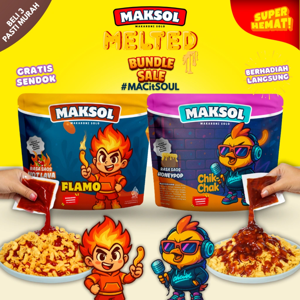 MAKSOL - MACARONI SOLO BUNDLING ISI 2 LEBIH HEMAT MAKRONI SAOS MELTED