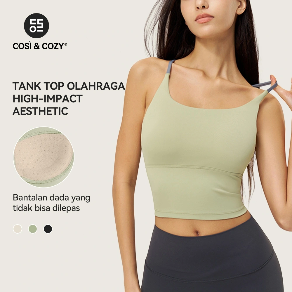 COSI COZY Bra Olahraga Wanita Atasan Bantalan Dada Bawaan Sport Bra