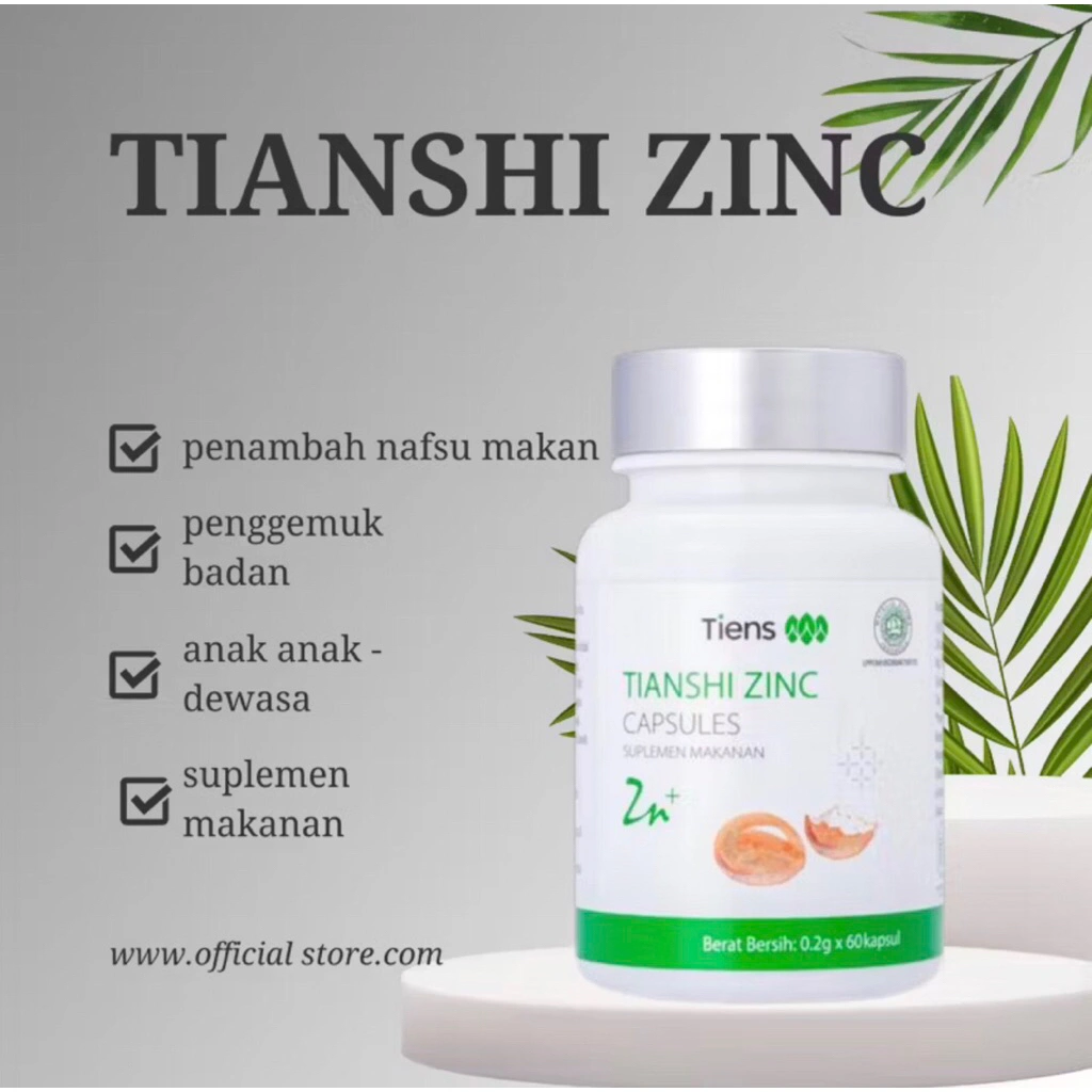 TIANSHI ZINC SUPLEMEN TINGGI PROTEIN PENGGEMUK BADAN ISI 60 kapsul 1 botol FULL