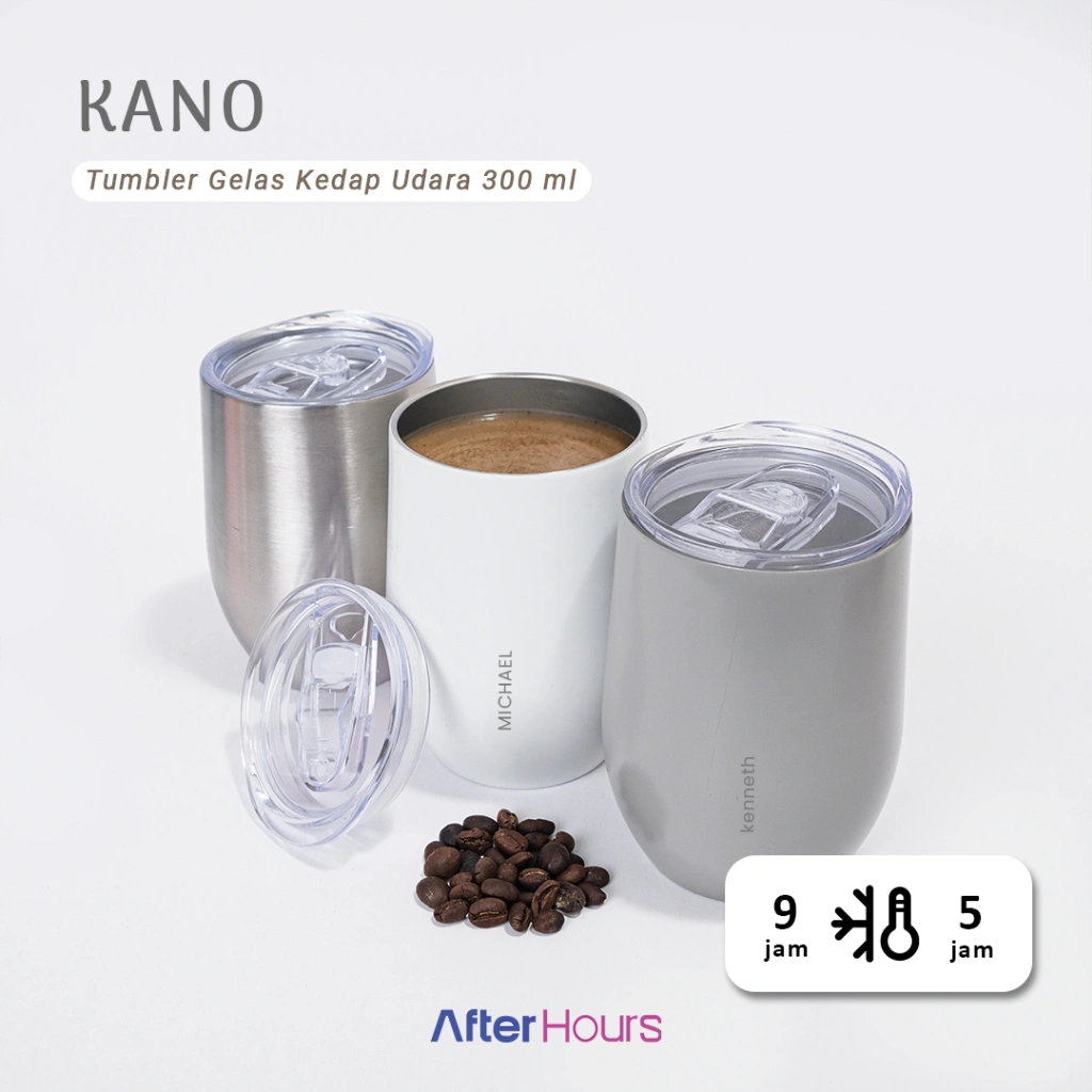 AFTER HOURS Kano - Tumbler Gelas Stainless 304 Kedap Antibocor 300ml Tahan Panas 5 Jam Dingin 9 Jam Botol Steel Vacuum