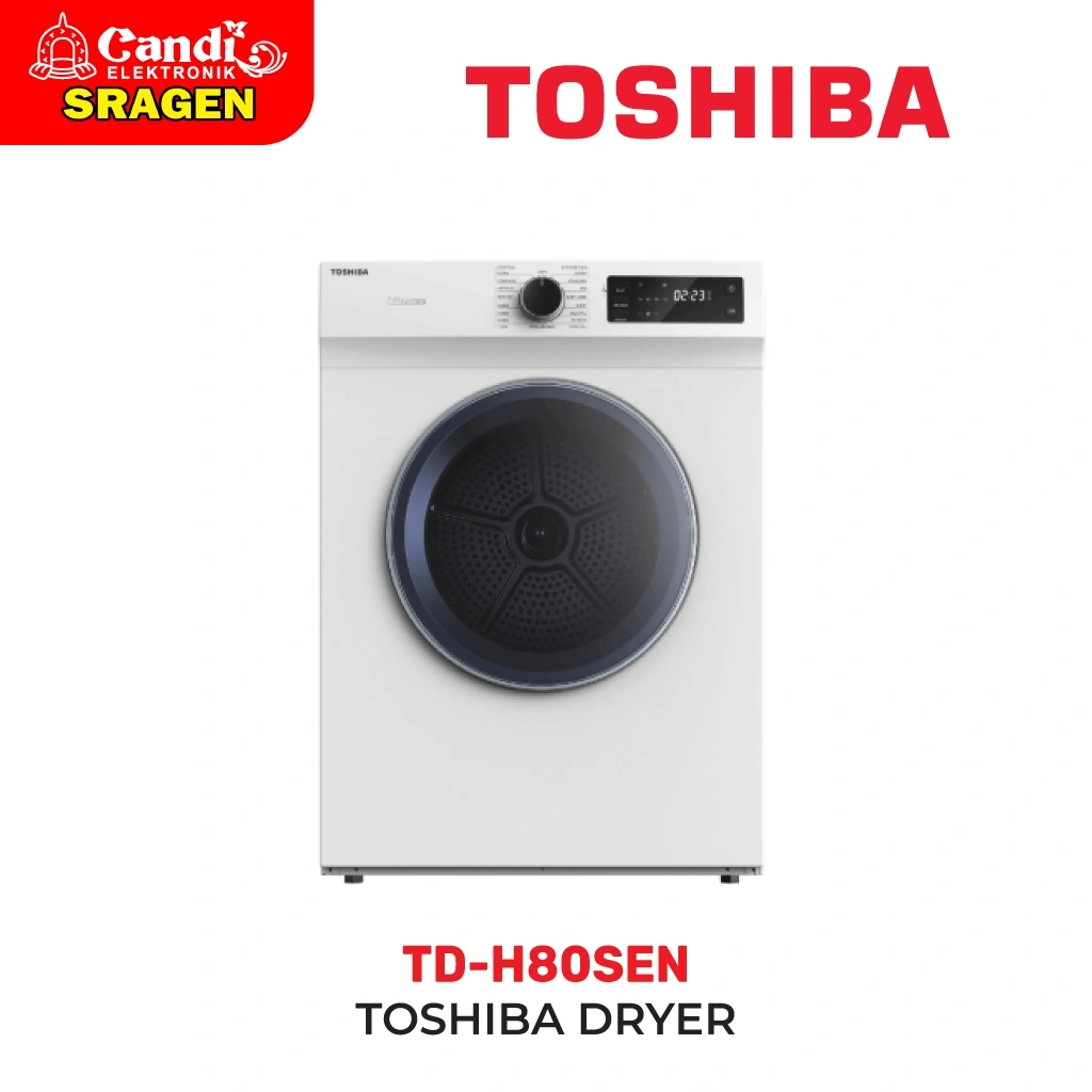 TOSHIBA Mesin Pengering Pakaian Kapasitas 8 Kg Front Loading 1 Tabung - TD-H80SEN