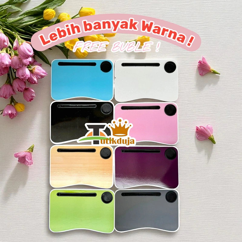 MEJA LAPTOP / MEJA BELAJAR LIPAT LAPTOP DGN TEMPAT GELAS POLOS