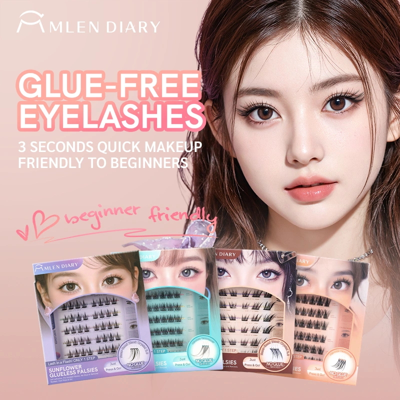 MLEN DIARY Bulu mata palsu pemula bebas lem, tidak perlu menggunakan lem, bulu mata palsu dapat digunakan kembali