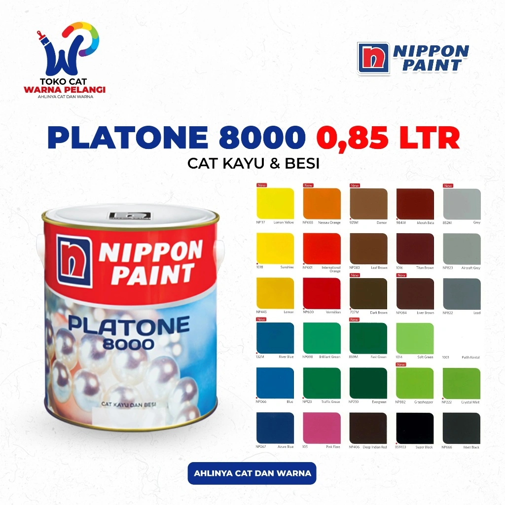 CAT PLATONE 1 KG Cat Minyak Kayu dan Besi NIPPON PAINT Platone 8000 (Bersih 0,85 Liter) Murah 1Kg