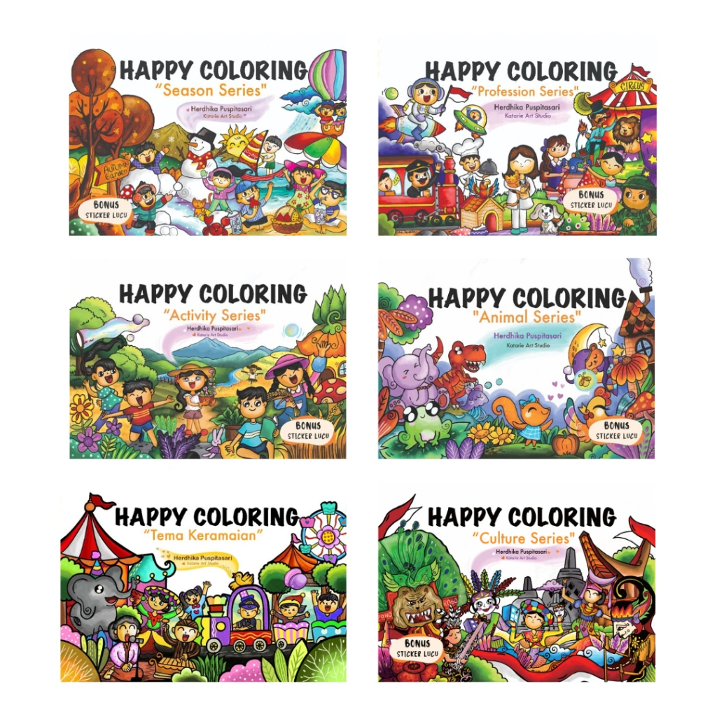 BEST SELLER PROMO BUKU MEWARNAI TK HAPPY COLORING SERIES KATARIE ART STUDIO | C-KLIK MEDIA
