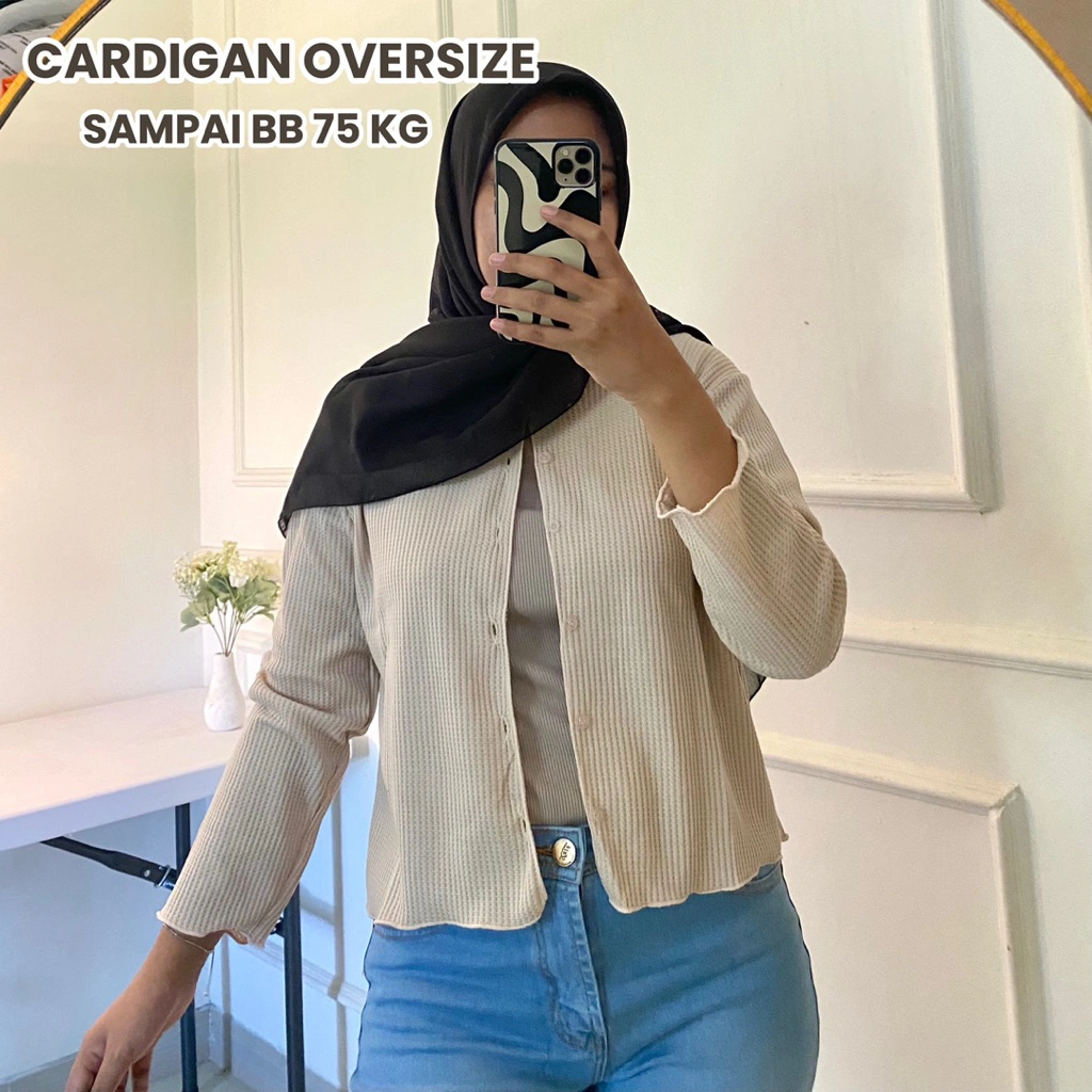 CARDIGAN OVERSIZE Wanita / Cardigan Rajut / Cardigan Waffle / Outer