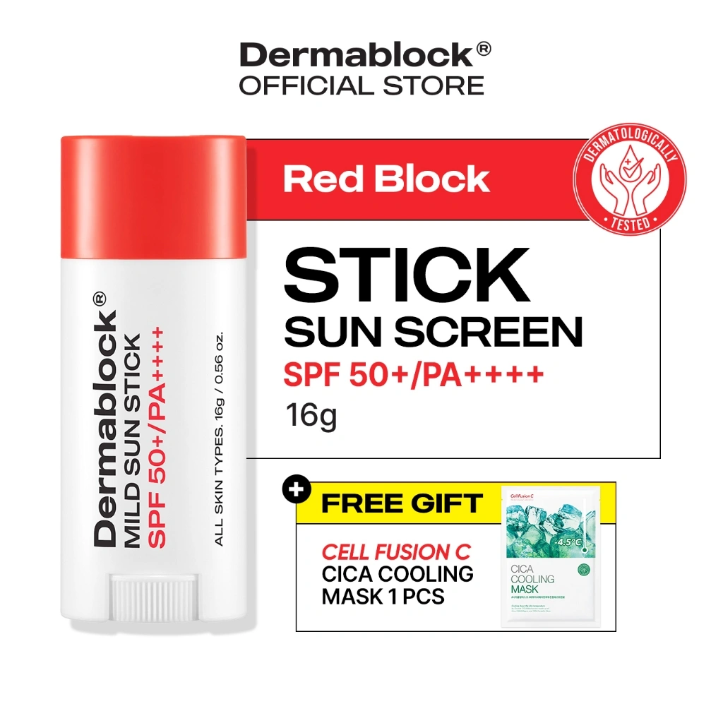 DERMABLOCK Mild Sun Stick SPF50+ PA++++ 16g | Hybrid Sunscreen (Mixed Physical & Chemical)