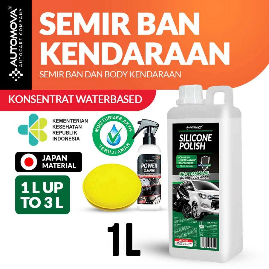 AUTOMOVA - Pengkilap Dashboard Plastik Dan Semir Ban Mobil Motor Silicone Polish 1 Liter
