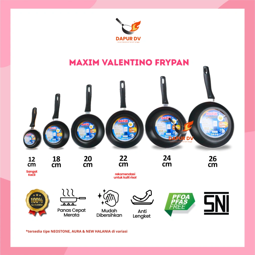 Maxim Frypan Valentino Neostone Geneva Aura Maspion Teflon Anti Lengket Teplon Original