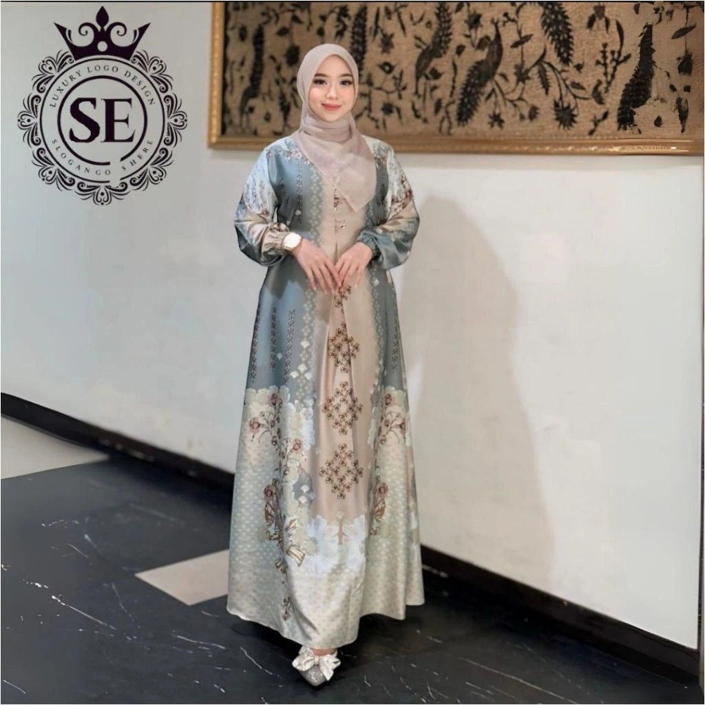 baju Gamis armani Silk Premium wanita Quality A Motif Bunga Seragaman M L XL 4L 6L kondanggan