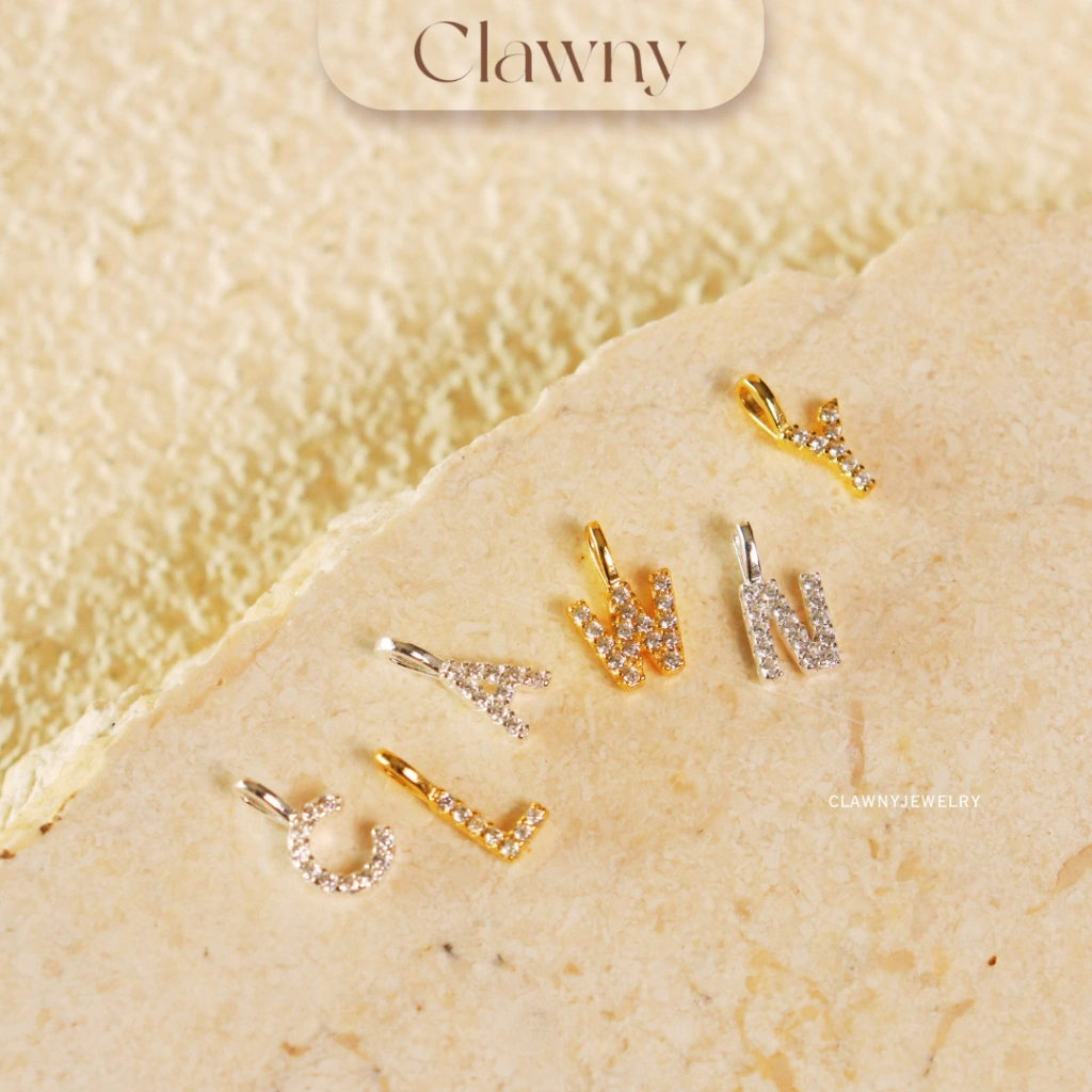 Clawny - S925 Liontin Huruf Lapis Gold 18K | Unisex Premium Alphabet Pendant