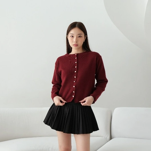 Ambar G - Alley Knit Top /Atasan Rajut Wanita Lengan Panjang / Cardigan Premium Tebal - Maroon