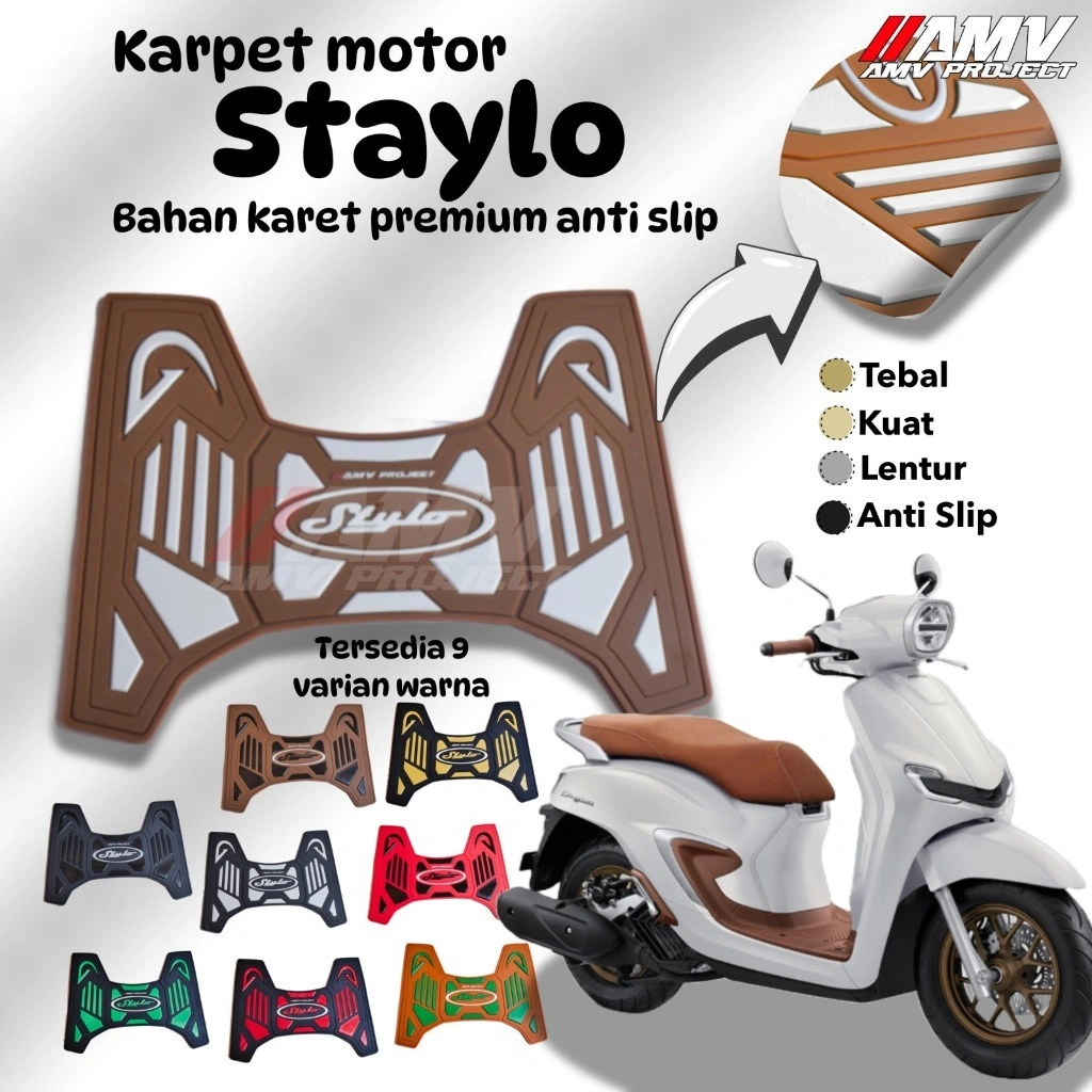 Karpet pijakan kaki Motor Honda Stylo 160cc Bahan Karet Premium