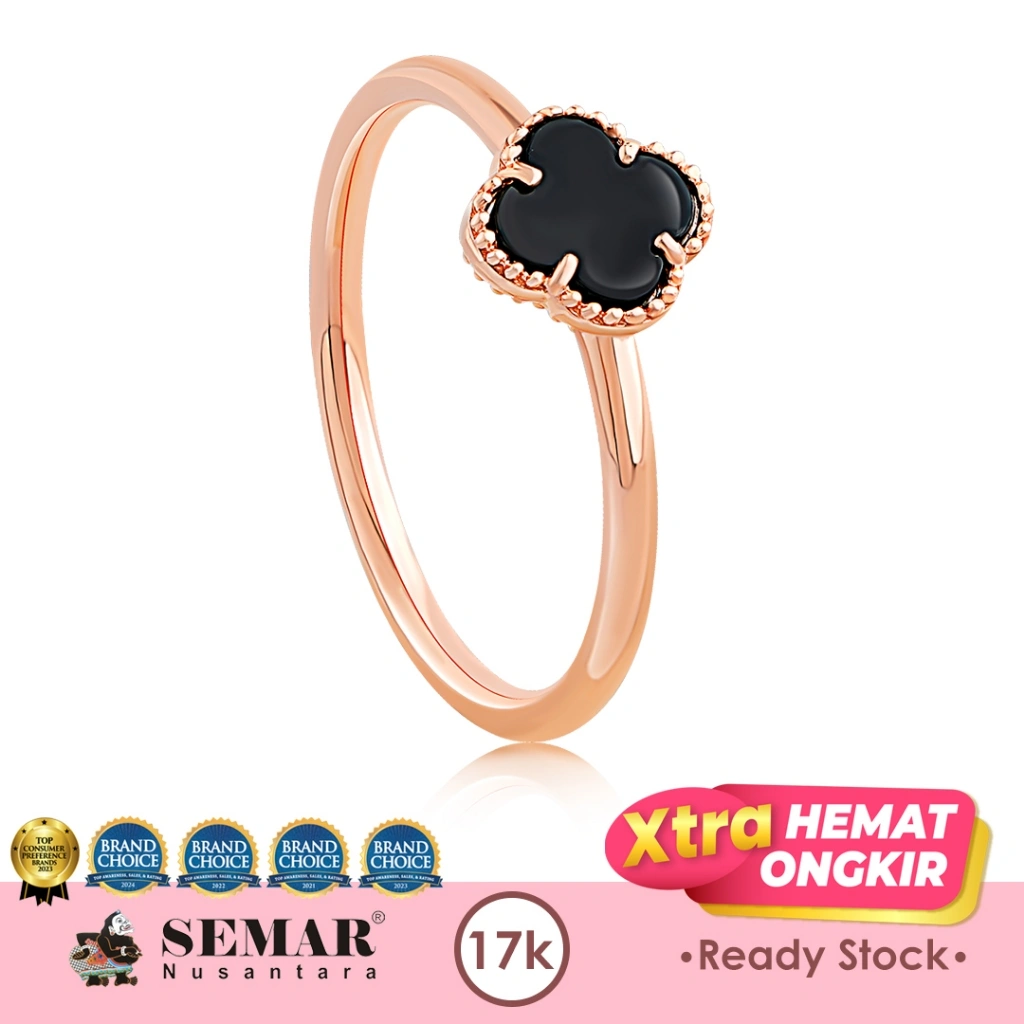 Cincin Emas Clover Flower Rose Gold 17K Semar Nusantara