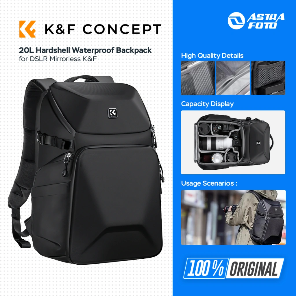 KNF Concept 20L Hardshell Waterproof Backpack Tas Kamera Ransel Bag DSLR & Mirrorless K&F Concept