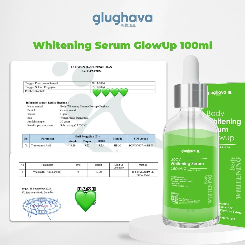 [ GLUGHAVA PUSAT ] - ( Best Seller 100ML )- Body Whitening Serum Glowup 10% Niacinamide+3% Tranexamic Acid- Mencerahkan Kulit Bekas Luka dan Bekas Koreng