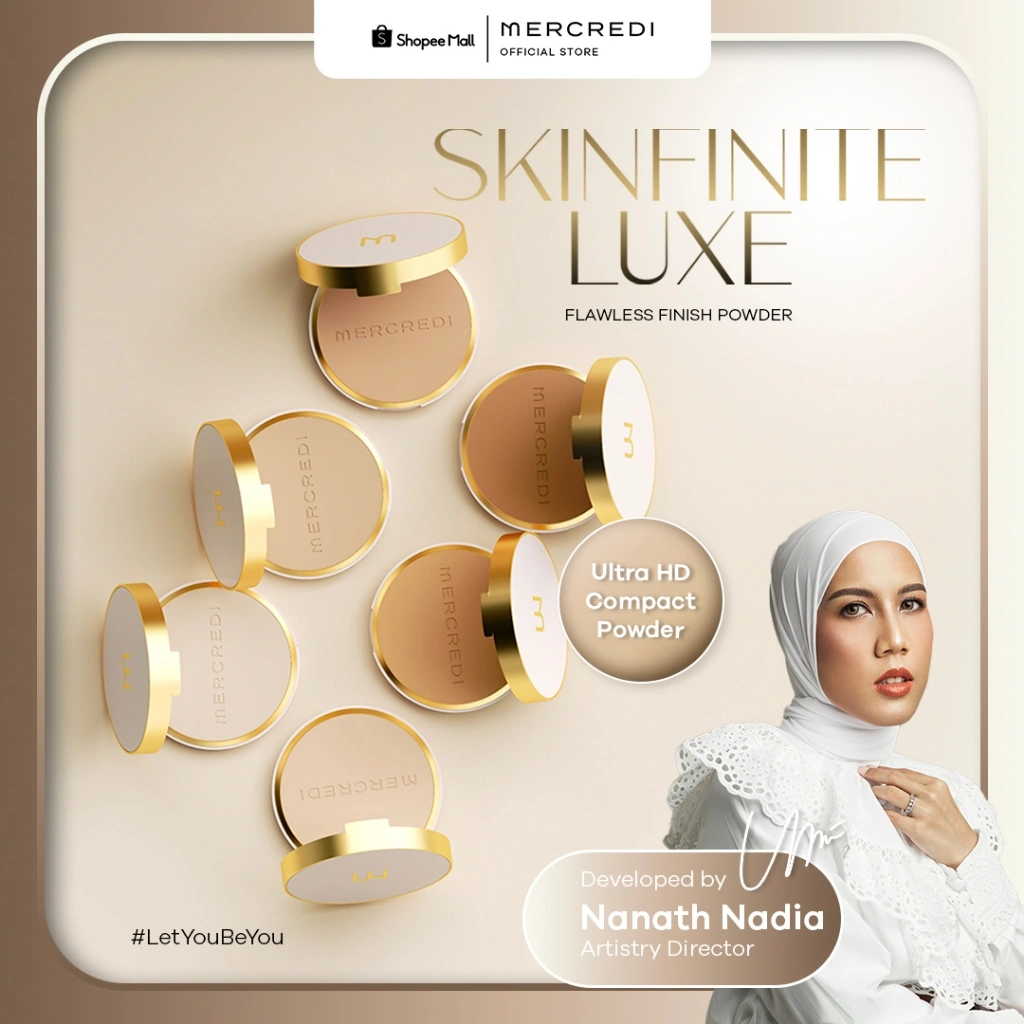MERCREDI - Skinfinite Luxe Flawless Finish Powder (Compact Powder) | Bedak Padat Two Way Cake Pressed Powder