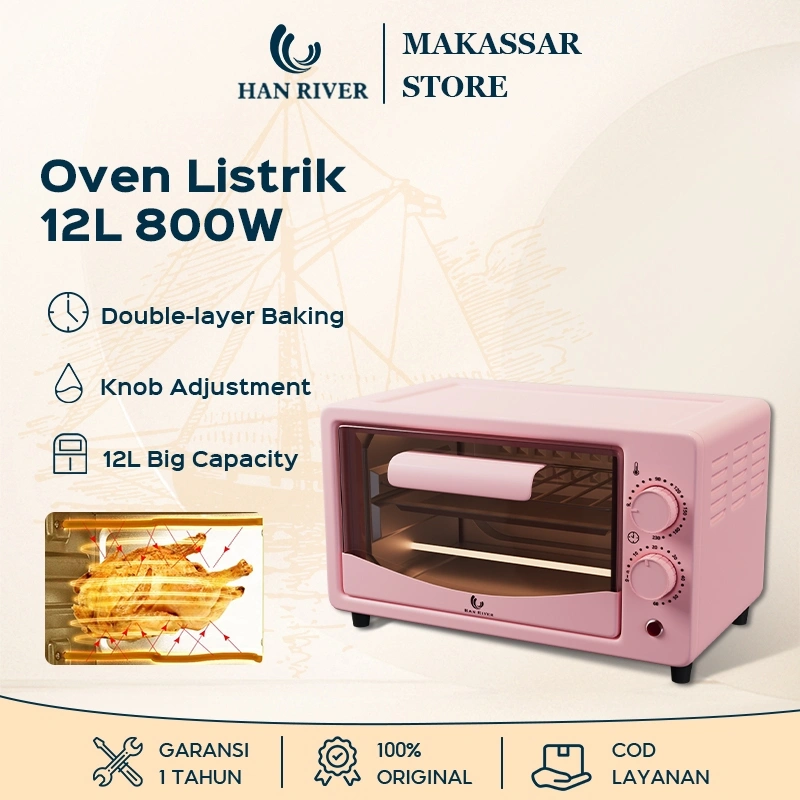 【Pengiriman dari Makassar】HAN RIVER 12L Oven Listrik 800W Low Watt