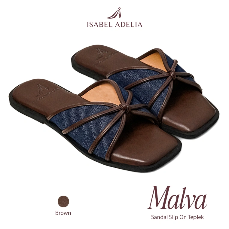 Isabel Adelia MALVA Sandal Casual Wanita Empuk Anti Licin Slip On Teplek Vintage Minimalis