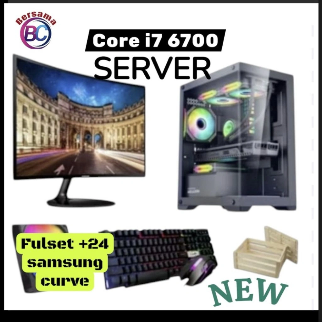 Pc SERVER core i7 6700 Gen 6 | Ram 16 gb |Ssd 256gb | monitor 24in siap pakai