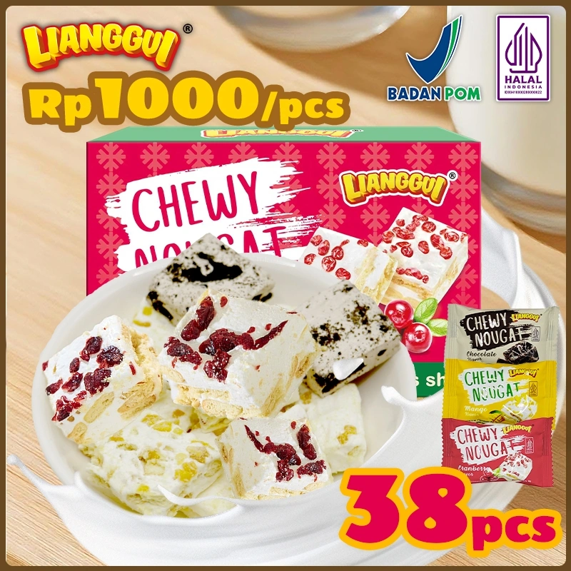 320g/box Lianggui Nougat cokelat cranberry mangga cemilan halal yang viral Kumpul Kantor Murah