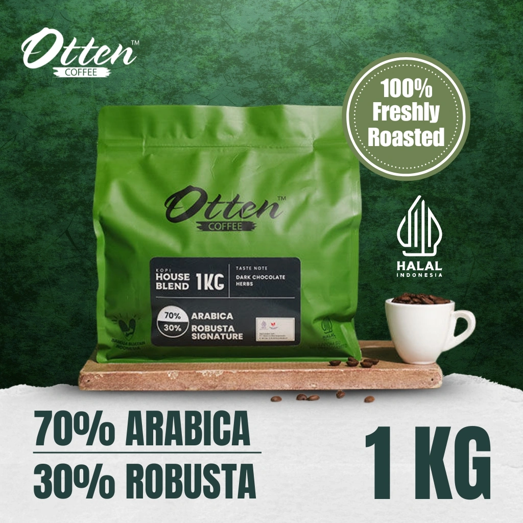 70 30 Arabica Robusta Signature House Blend 1kg - Biji / Bubuk Kopi Komersial House Blend Arabica / Arabika Robusta Otten Coffee Commercial Roasted Beans