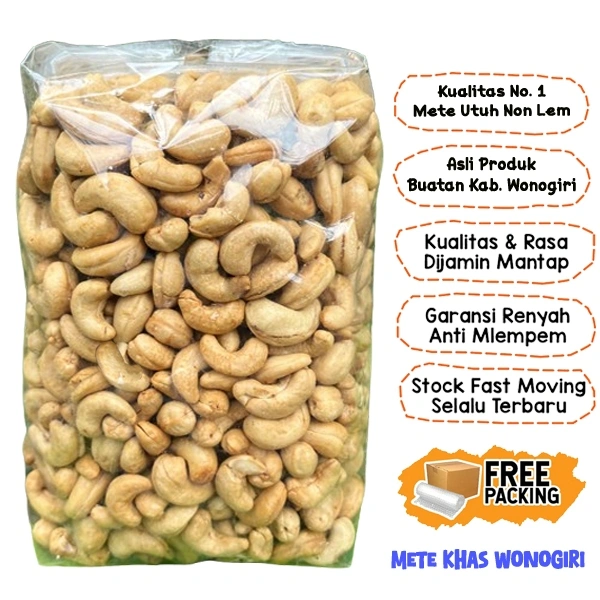 Super Premium Kacang Mede Matang 1kg Utuh Mete Goreng Asli Wonogiri || Netto 1000 gram