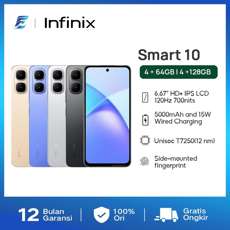 Infinix Smart 10 4+64GB/4+128GB Disply 6.67 inches - 5000mAh