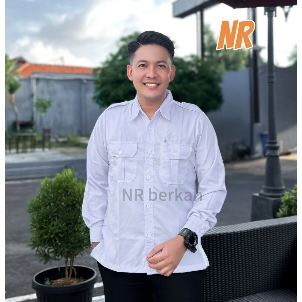 Pakaian Dinas Harian PDH Putih Pria Lengan Panjang