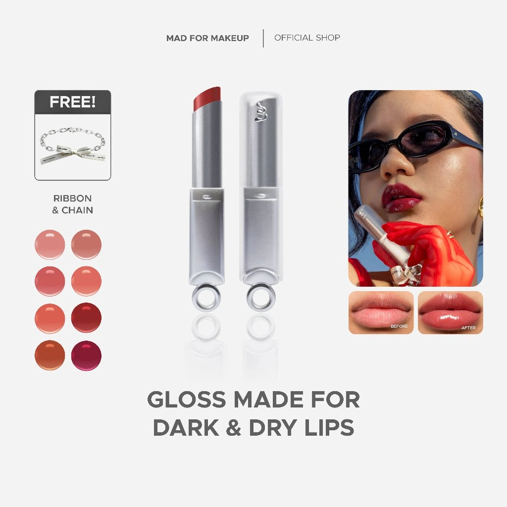 Mad For Makeup #GlassNotGloss 6HR Soft Stain + Cera-shine Tech Gloss Balm Ink Like Air Glasstick