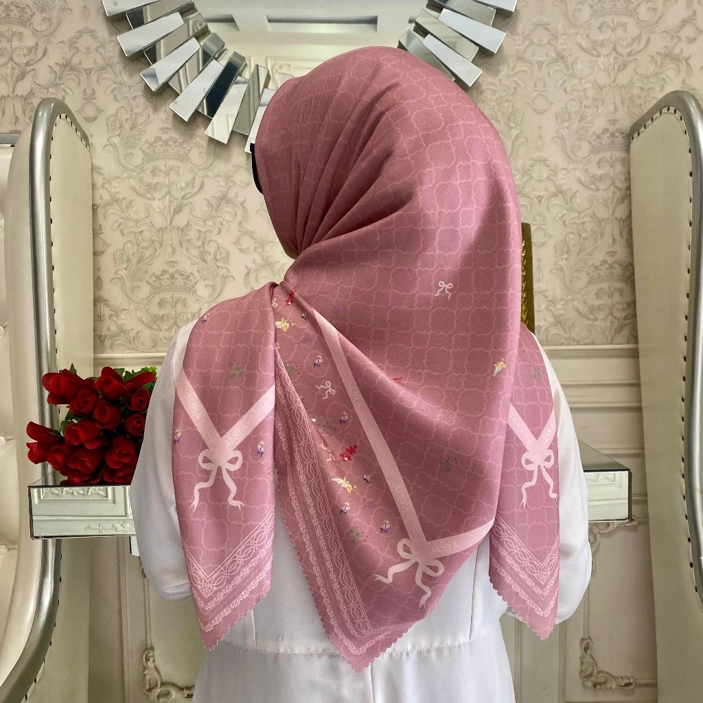 Alsya Hijab Kerudung Voal Segi Empat Premium / Jilbab Motip Lasercut Sublime Tabita Series