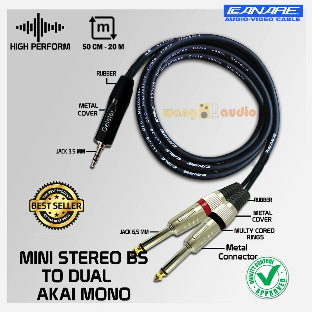 JAPAN STANDARD - Kabel Audio/ Kabel In Out Mixer Mini Stereo To 2x Akai Mono - WANG