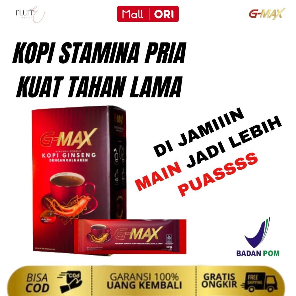 KOPI GMAX MINUMAN KOPI STAMINA PRIA TAHAN LAMA ORIGINAL 100% EXTRA GINSENG & GULA AREN