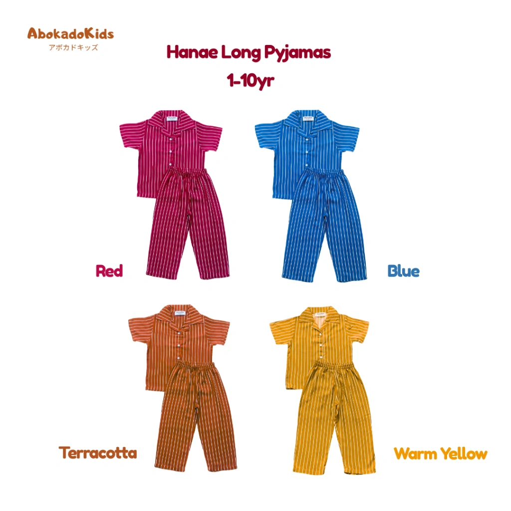 Abokado Hanae Long Pyjamas Piyama Anak - Baju Tidur Anak - Set Anak - Baju Tidur Anak 1-10 Tahun