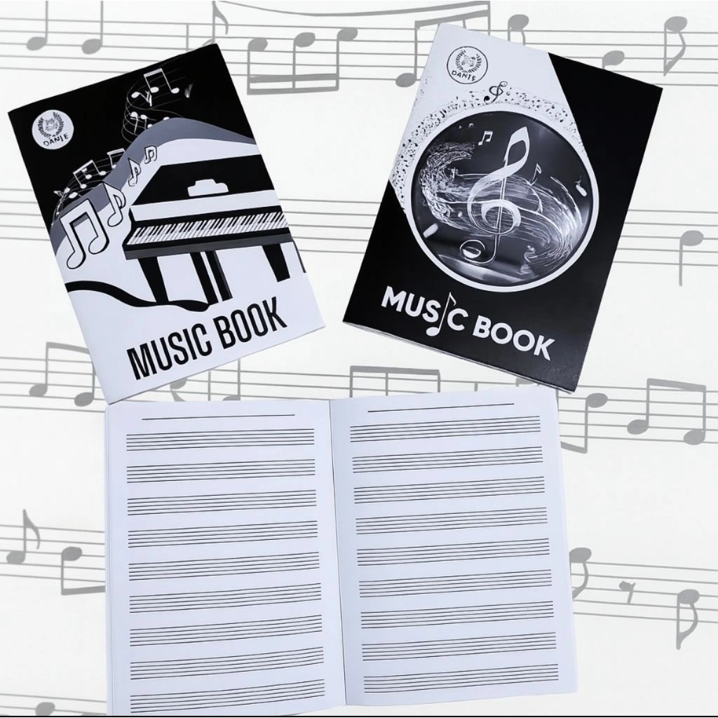 Music Manuscript notebook - buku not balok - buku musik -buku paranada - Notebook A4/buku tulis not balok