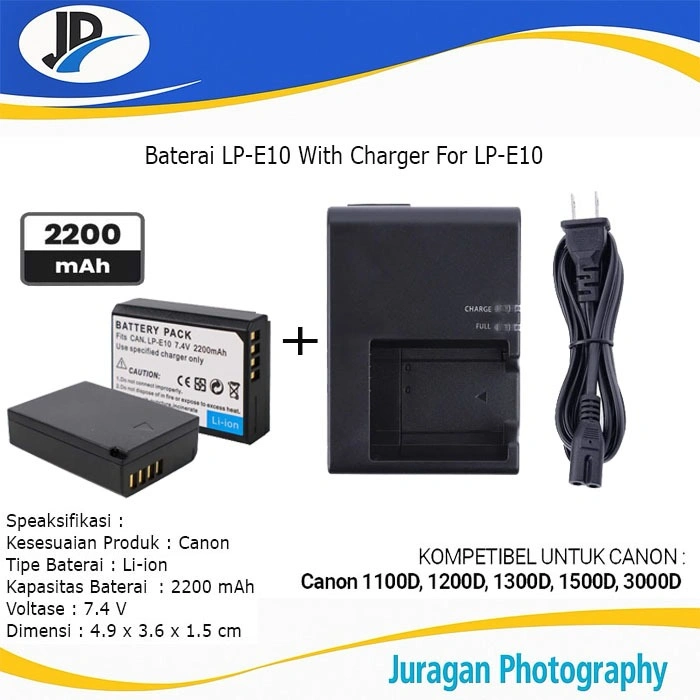 Baterai LP-E10 Battery LPE10 Canon 1100D 1200D 1300D 1500D 2000D 3000D