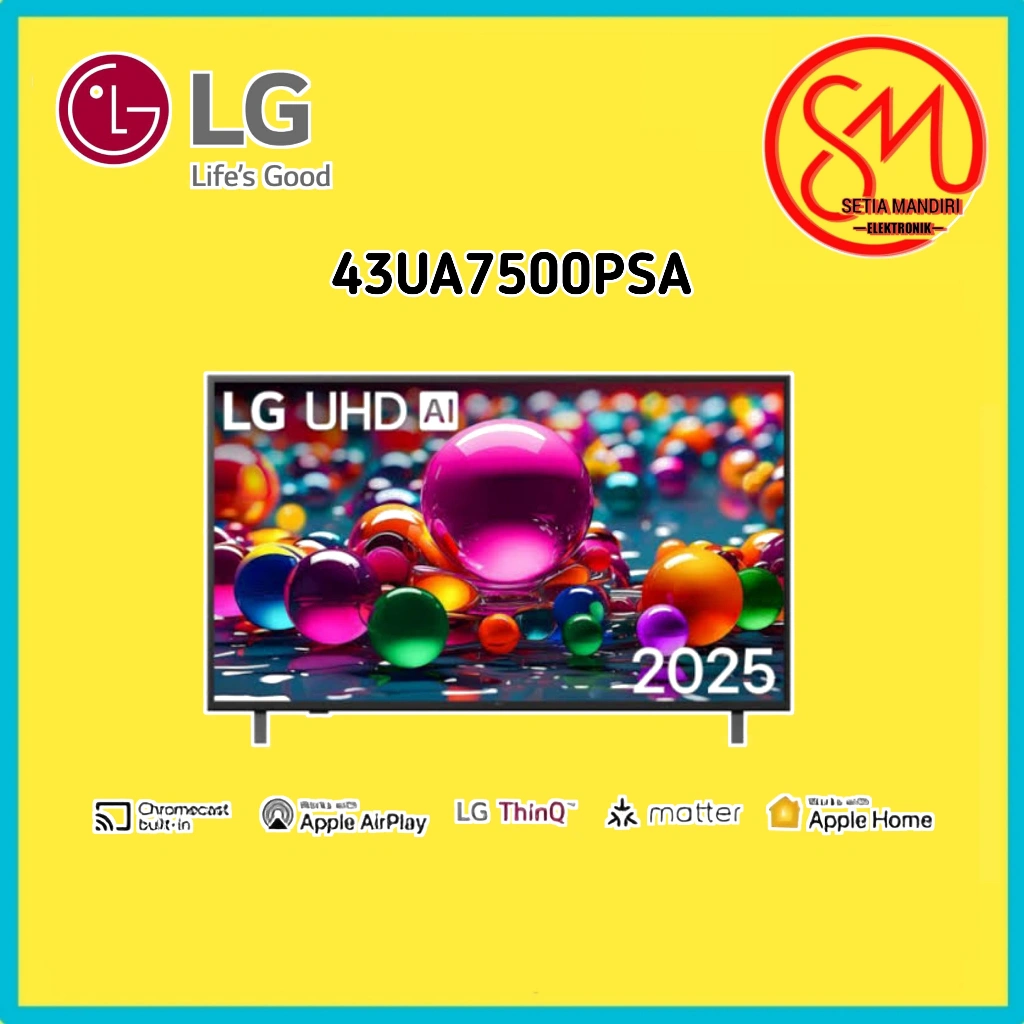 LG Televisi / SMART TV UHD 4K 43" - 60Hz Dengan AI ThinQ HDR10 - HDR10 Black - Model 43UA7500 SMEC