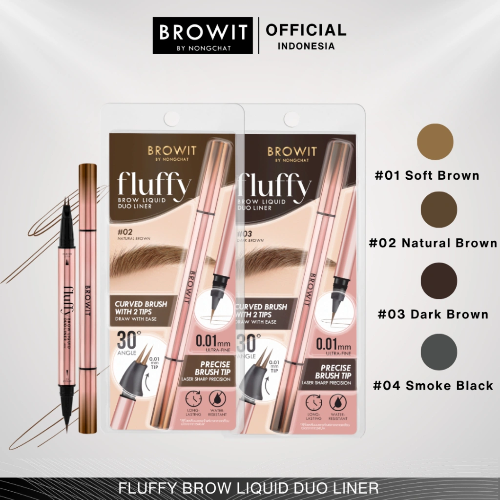 BROWIT BY NONGCHAT Fluffy Brow Liquid Duo Liner / Eyeliner Waterproof / Eyebrow 2 in 1 / Spidol Alis / Eyebrow Waterproof / Waterproof & Long Lasting / Alis Serat