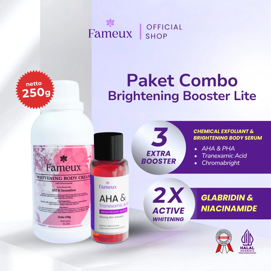 [MID DEALS SALE] Fameux Paket Whitening Body Cream 250 ml + Brightening Body Serum
