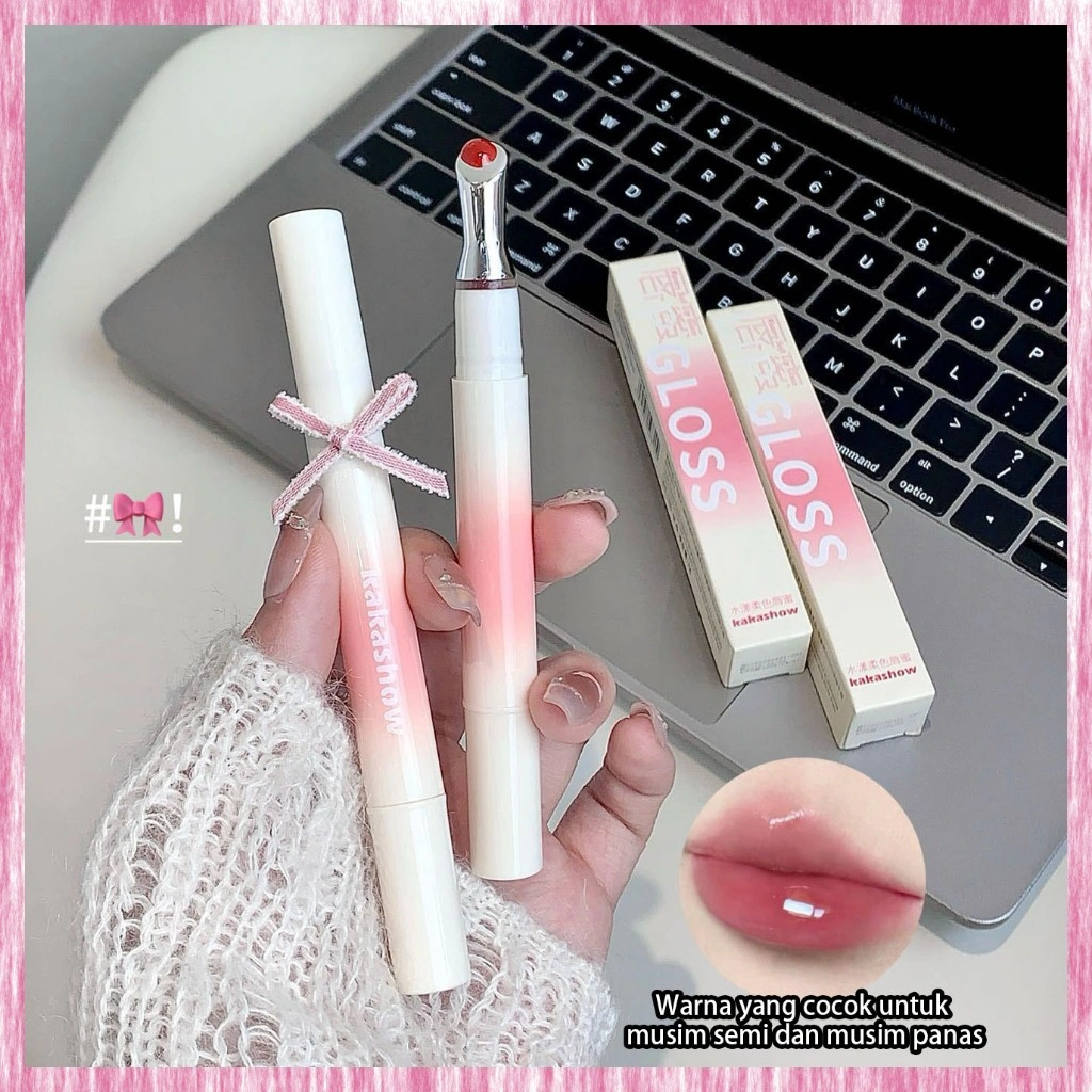 Kakashow korean Lipstick Mirror  Lip Gloss Glass Liptint Gloss Mirror Lip Gloss  Water Transparant Glossy Lip Gloss Transparant Terlihat lebih muda