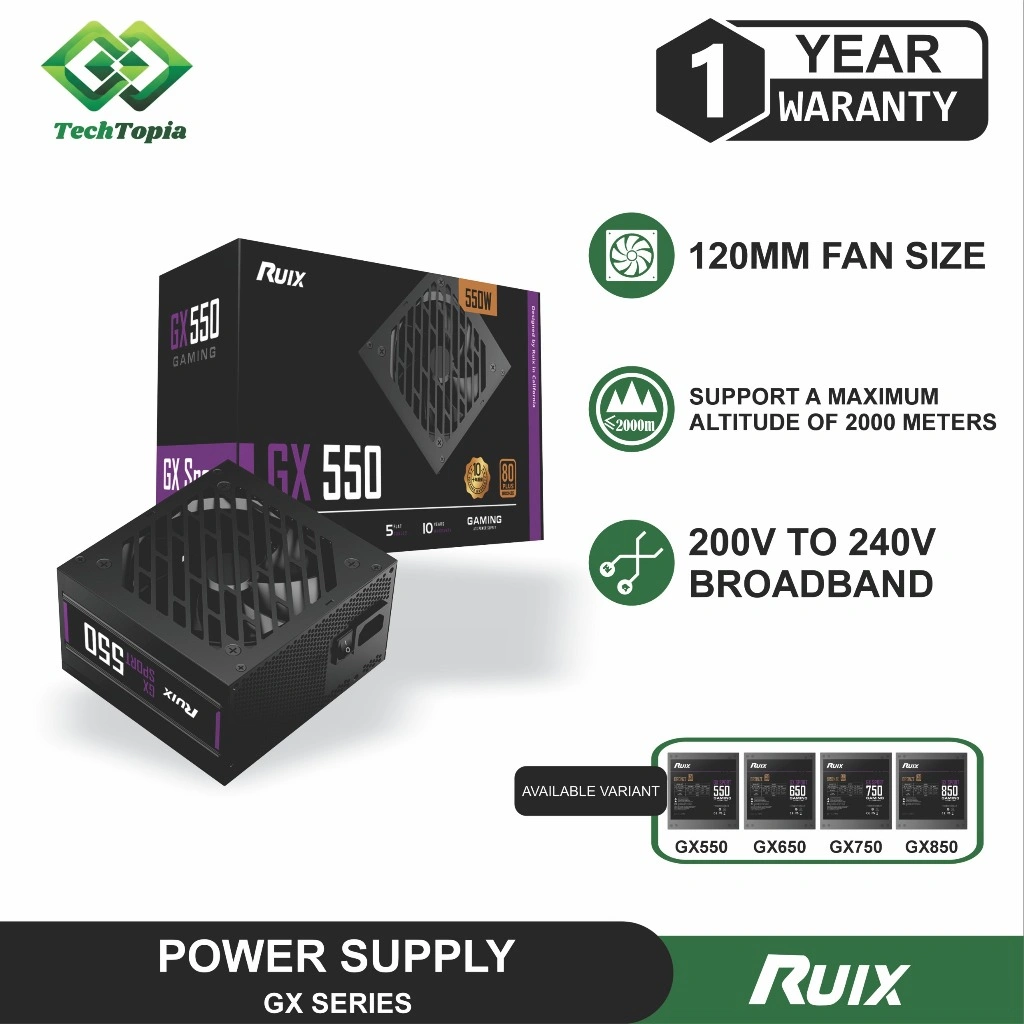 Power Supply PC RUIX GX Series – GX-550/650/750/850, PSU Bronze Full Modular Bergaransi