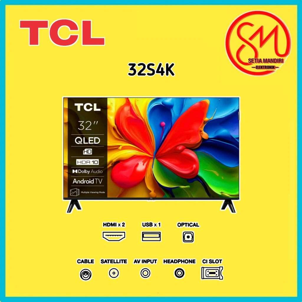 [Kargo] TCL Smart Google QLED TV 32S4K 32S5K HD ready dan Full HD Dolby Digital HDR 10 Slim Design