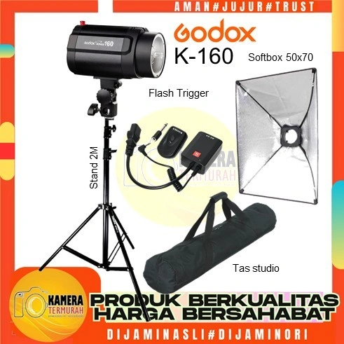 Paket Single Godox Pioneer 160 + Lightstand + Payung Putih + Tas studio