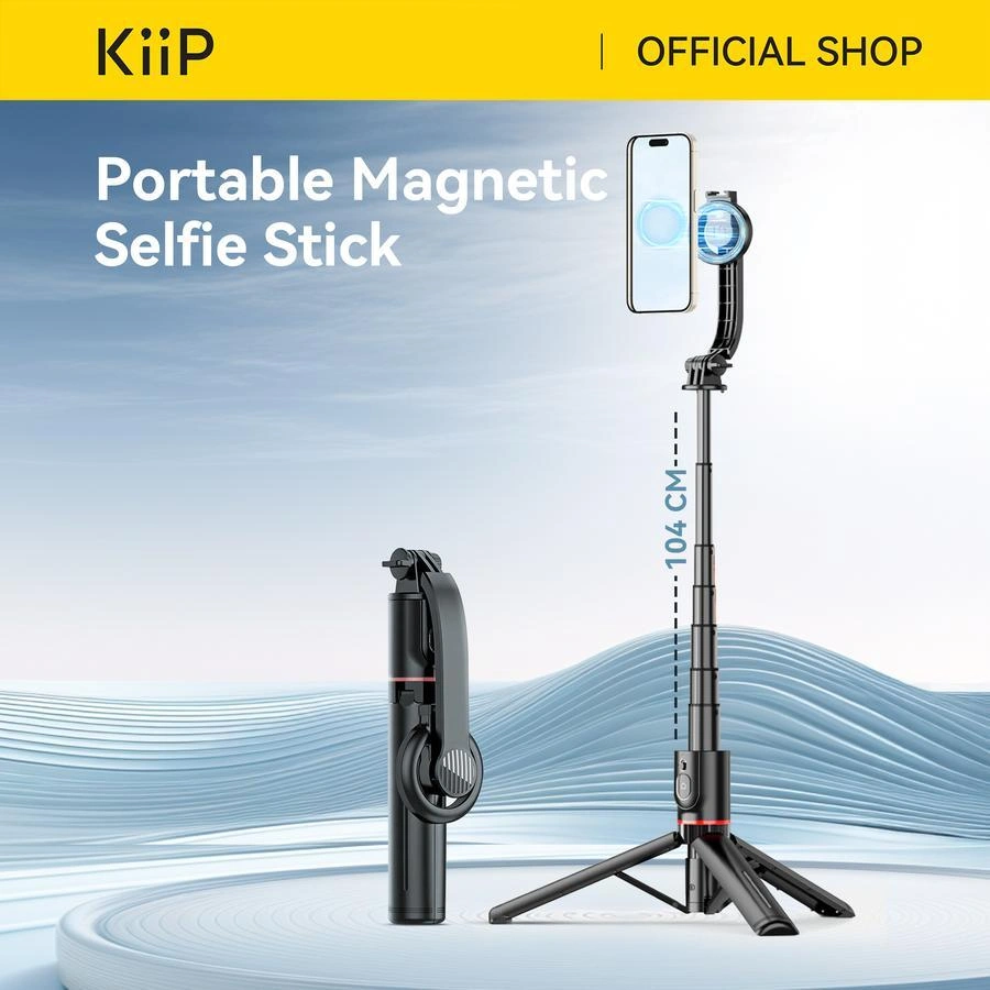 KiiP Wireless Selfie03 Tongsis Bluetooth Adjustable Tripod Magnetic Selfie Stick Magsafe Handphone